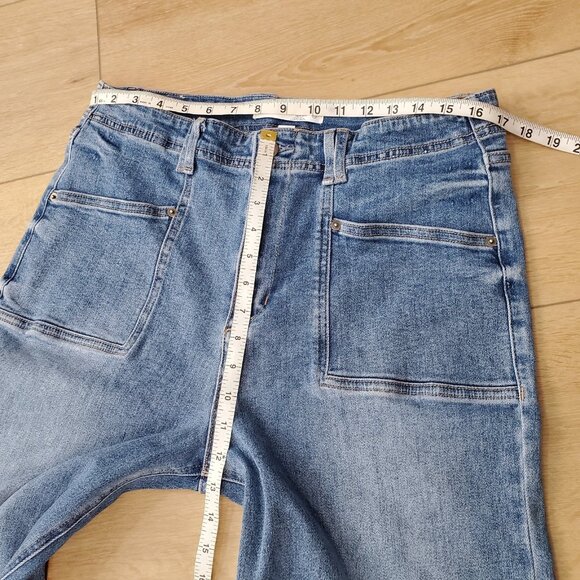 Altard State Jeans Womens Size 31 Blue Wide Leg High Rise Large Pockets Crop - Picture 7 of 13